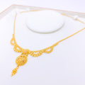 Ornate Beaded Drape 22k Gold Necklace Set