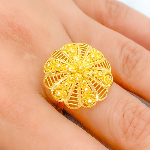 Alternating Striped Flower Ring