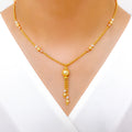 Chic Yellow Pearl Drop 22k Gold Necklace