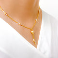 Chic Yellow Pearl Drop 22k Gold Necklace