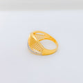 White Gold Accented Fancy Net 22k Gold Ring