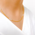 Dressy Pearl Accented 22k Gold Chain - 18"