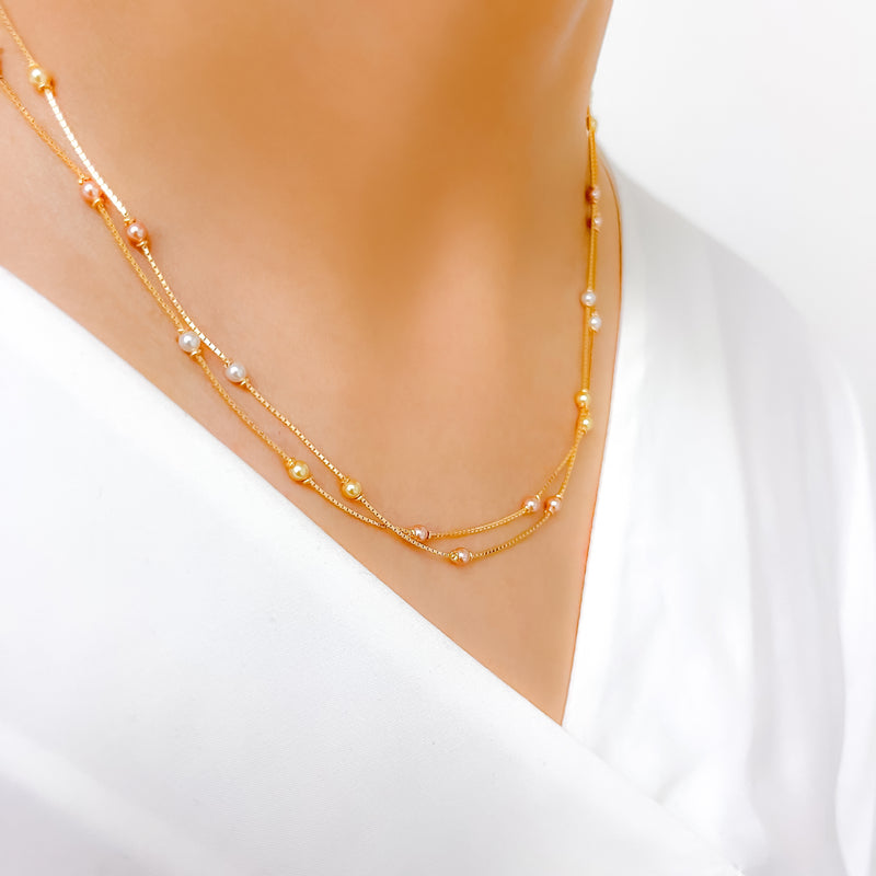 Beautiful Two-Chain Pearl Necklace