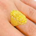 Posh Floral Beaded 22k Gold Ring