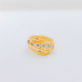 Dressy Geometric Leaf Matte 22k Gold Finish Ring