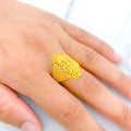 Posh Floral Beaded 22k Gold Ring