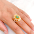 Stately Pearl + Emerald Ring