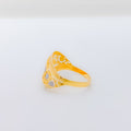 Dressy Geometric Leaf Matte 22k Gold Finish Ring