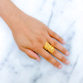 Impressive Overlapping 22k Gold Leaf Ring