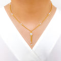 Evergreen White Pearl Tassel 22k Gold Necklace