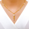 Evergreen White Pearl Tassel 22k Gold Necklace