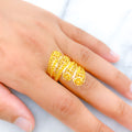 Impressive Overlapping 22k Gold Leaf Ring