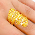 Impressive Overlapping 22k Gold Leaf Ring