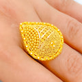 Majestic Sparkling Pear 22k Gold Drop Ring