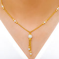 Yellow + White Pearl Drop Necklace