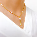 Yellow + White Pearl Drop Necklace