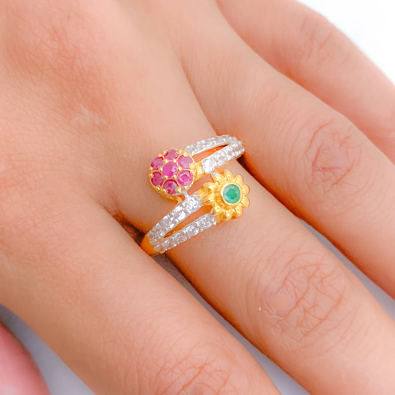 Traditional Dual Accent Stone Ring
