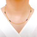 Multi-Color CZ Beaded 22k Gold Chain - 18"