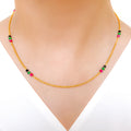 Multi-Color CZ Beaded 22k Gold Chain - 18"