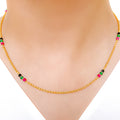 Multi-Color CZ Beaded 22k Gold Chain - 18"