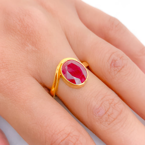 Unique Asymmetrical Ruby Ring