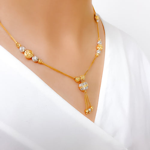 Charming Radiant Two-Tone 22k Gold Necklace