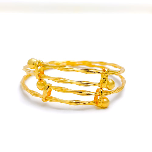 22k-gold-Contemporary Twisted Baby Bangle Pair