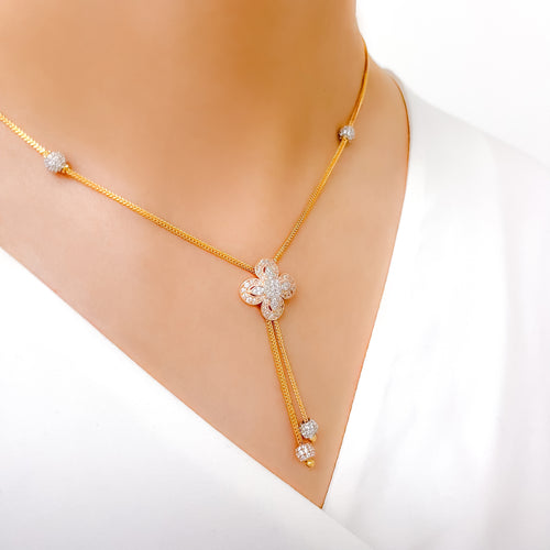 Sophisticated Trendy 22k Gold CZ Necklace