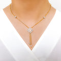 Luscious Blooming CZ 22k Gold Necklace