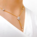 Multi-Tone Sparkling CZ 22k Gold Necklace