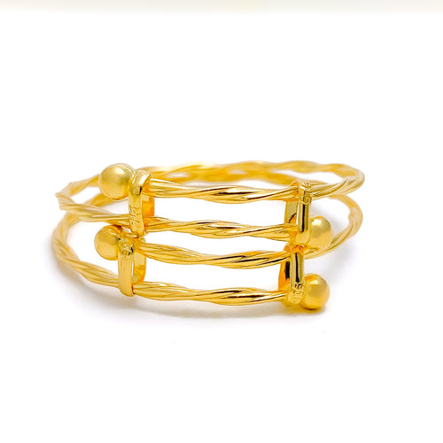 22k-gold-Stylish Braided Wire Baby Bangles