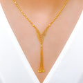 Chic Long Mesh Necklace 22k Gold Set