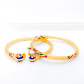 Gorgeous Peacock Adorned 22k Gold Bangles