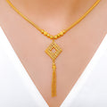 Diamond Shaped Drop Necklace 22k Gold Set