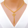 Diamond Shaped Drop Necklace 22k Gold Set