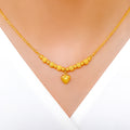 Charming Reflective Heart Necklace 22k Gold Set