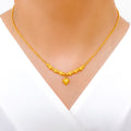 Charming Reflective Heart Necklace 22k Gold Set