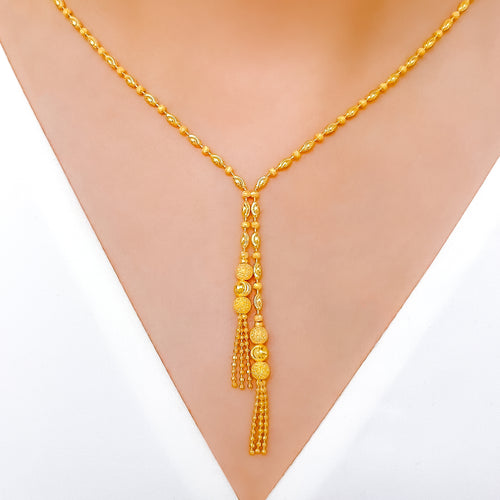 Fancy Asymmetrical Necklace 22k Gold Set