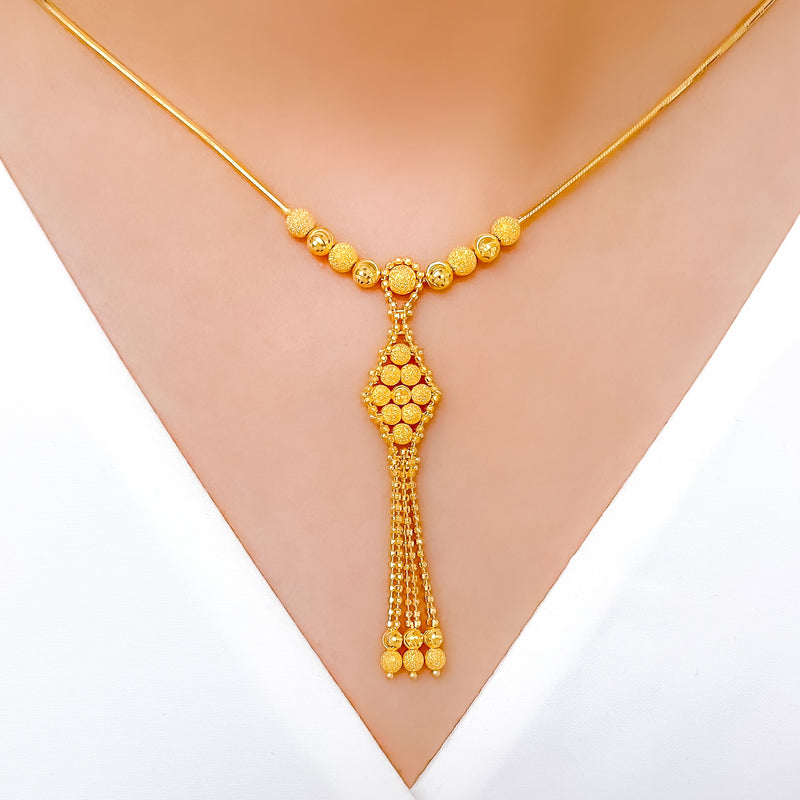 Elegant Sand Finish Necklace 22k Gold Set