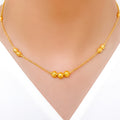 Glistening Disco Bead Necklace 22k Gold Set