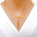 Sophisticated Hanging Bow Necklace 22k Gold Set