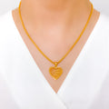 Wired Heart 22k Gold Pendant Set