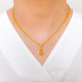 Trendy Teardrop 22k Gold Pendant Set