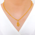 Trendy Teardrop 22k Gold Pendant Set