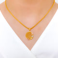 Classy Flower Accented 22k Gold Pendant Set