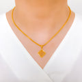 Posh Square 22k Gold Pendant Set