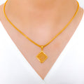 Posh Square 22k Gold Pendant Set