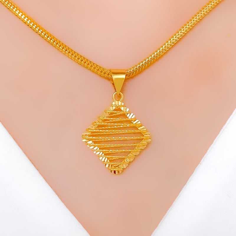 Posh Square 22k Gold Pendant Set