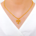 Upscale Blush Heart 22k Gold Pendant Set