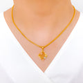 Floral Square 22k Gold Pendant Set